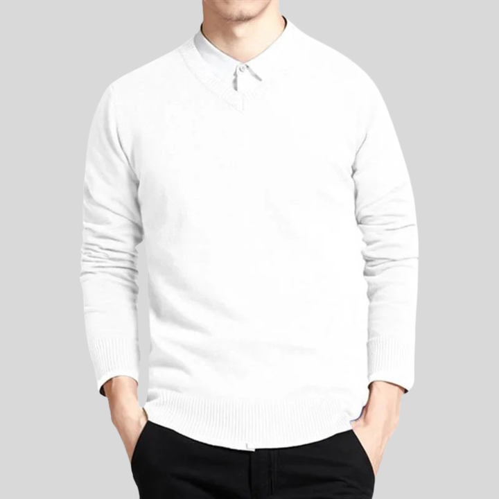 Herren-Baumwollpullover mit V-Ausschnitt