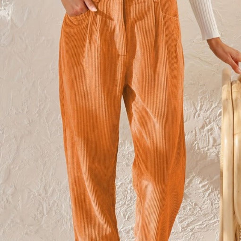 Lässige gerippte Hose mit elastischem Bund