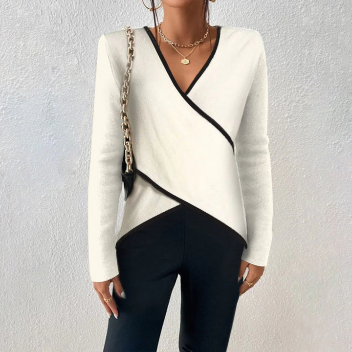 Damenpullover mit V-Ausschnitt – Raffinierter Strickstil