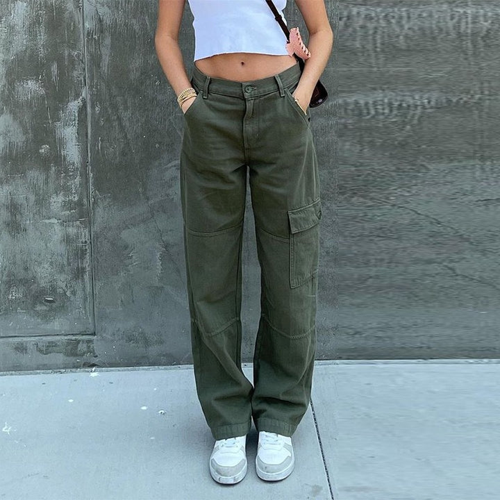 Trendige High Waist Cargo Jeans für Damen