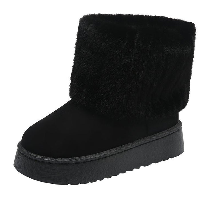 Wolff Damen Winter Hausschuh-Stiefel mit Plüschfutter und stabiler Sohle