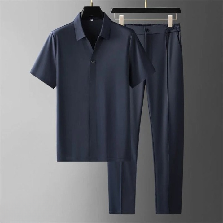 Zweiteiliges Herren-Luxus-Set mit Polo und Hose für Frühling und Sommer