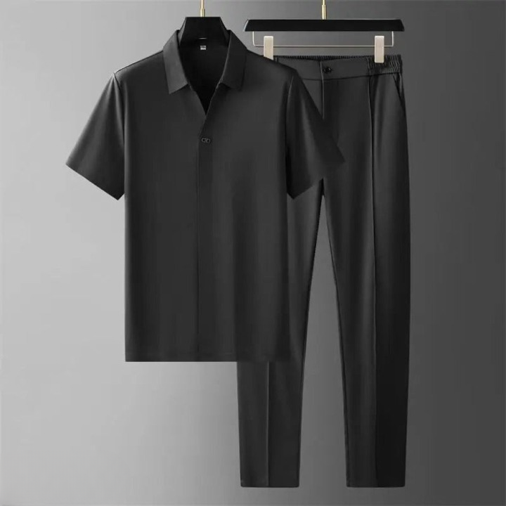 Zweiteiliges Herren-Luxus-Set mit Polo und Hose für Frühling und Sommer