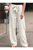 Einfarbige Freizeithose mit Taschen und elastischem Bund