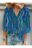 Bluse mit abstraktem Polka-Dot-Print, V-Ausschnitt und 3/4-Ärmeln