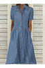 Denim-Midikleid mit Knopfleiste und kurzen Ärmeln