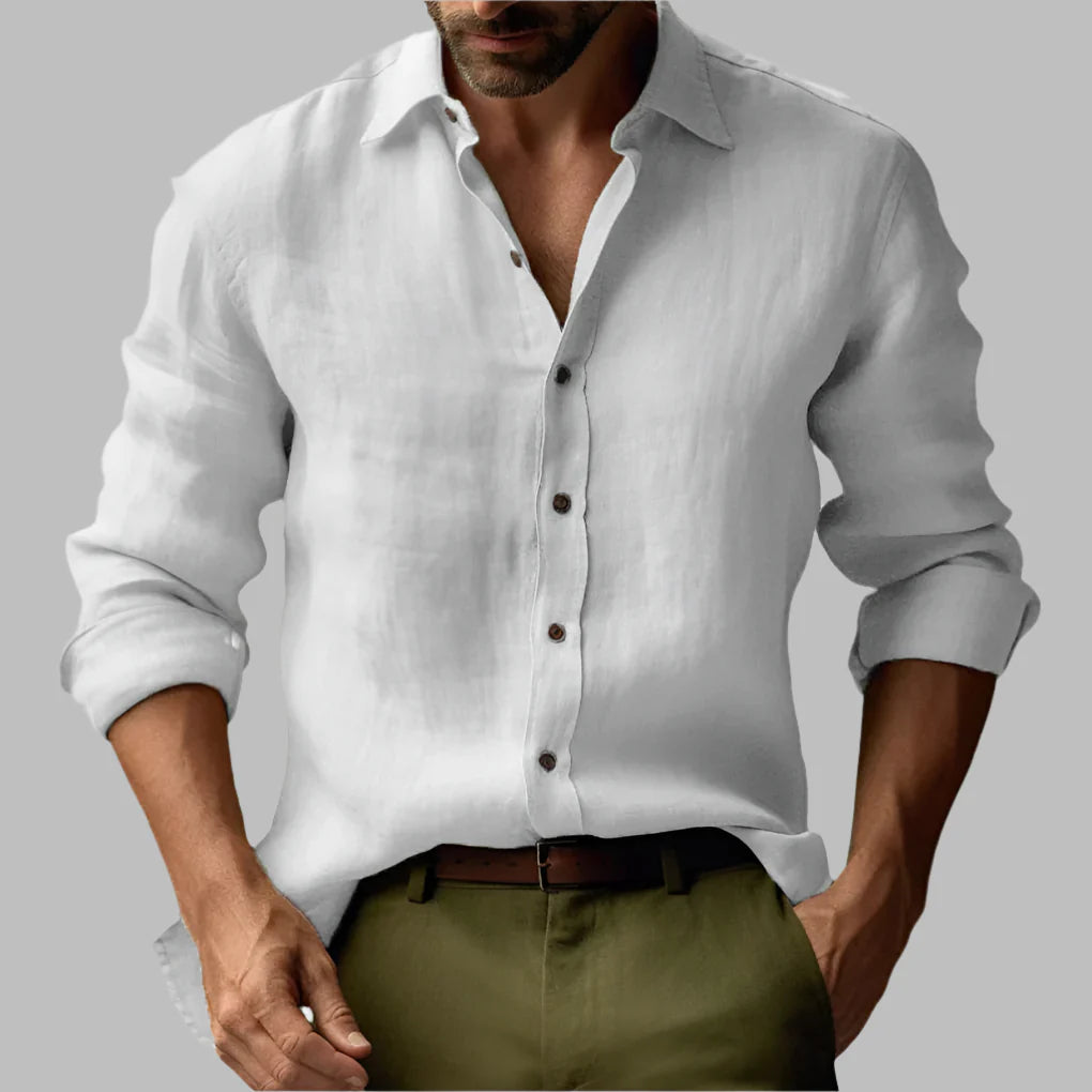 Herren-Langarmhemd aus Vintage-Leinen