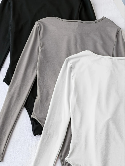 3er-Pack lässige Langarm-Bodys für Damen