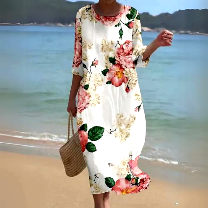 Fließendes und leichtes, elegantes Midikleid für Damen