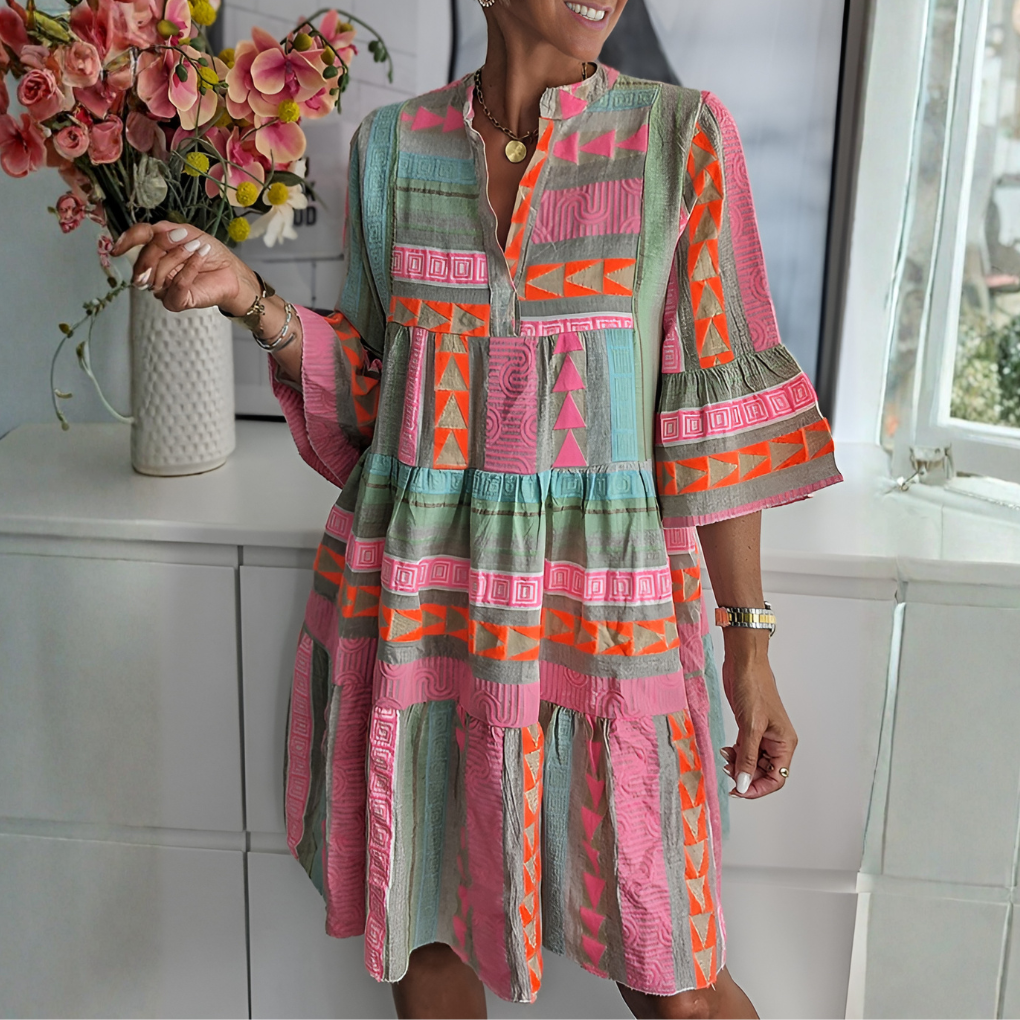 Boho Midikleid mit lockerer Passform