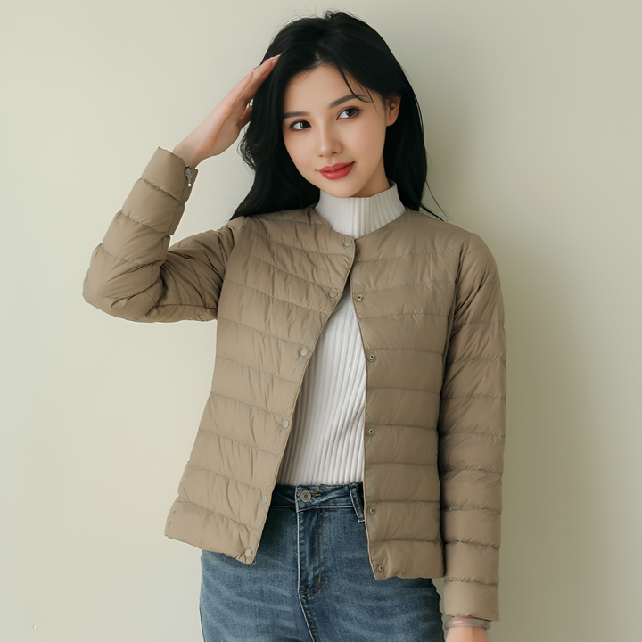 Kragenloser, tragbarer Puffer für Frühling und Winter