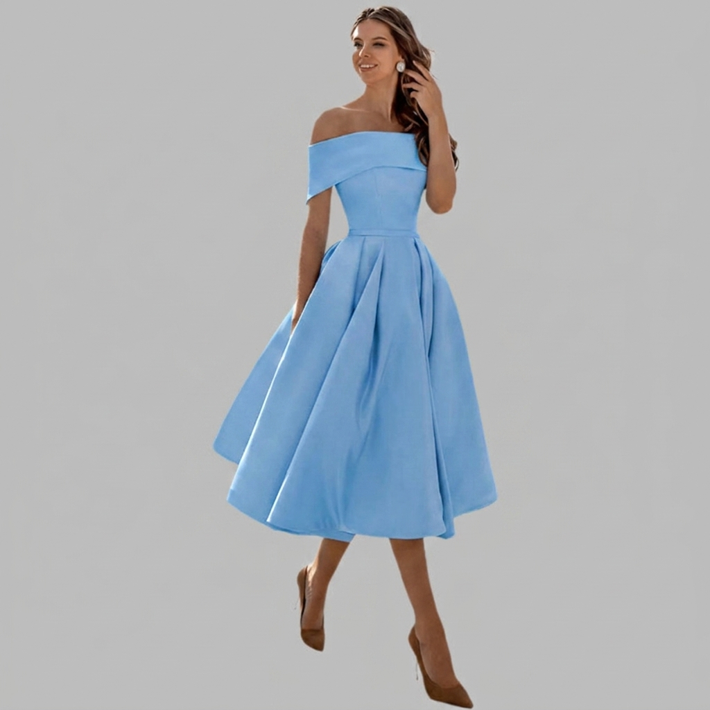 Schulterfreies Vintage-Ballkleid aus Satin