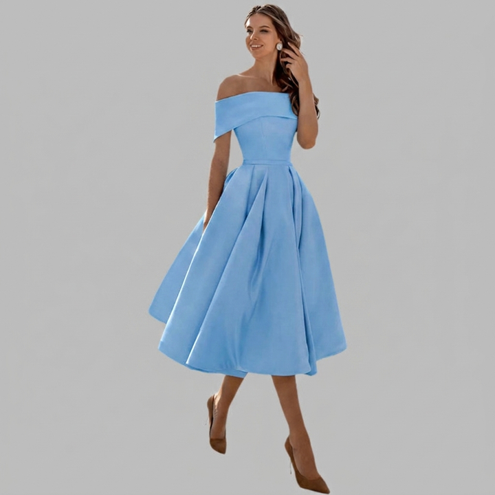 Schulterfreies Vintage-Ballkleid aus Satin