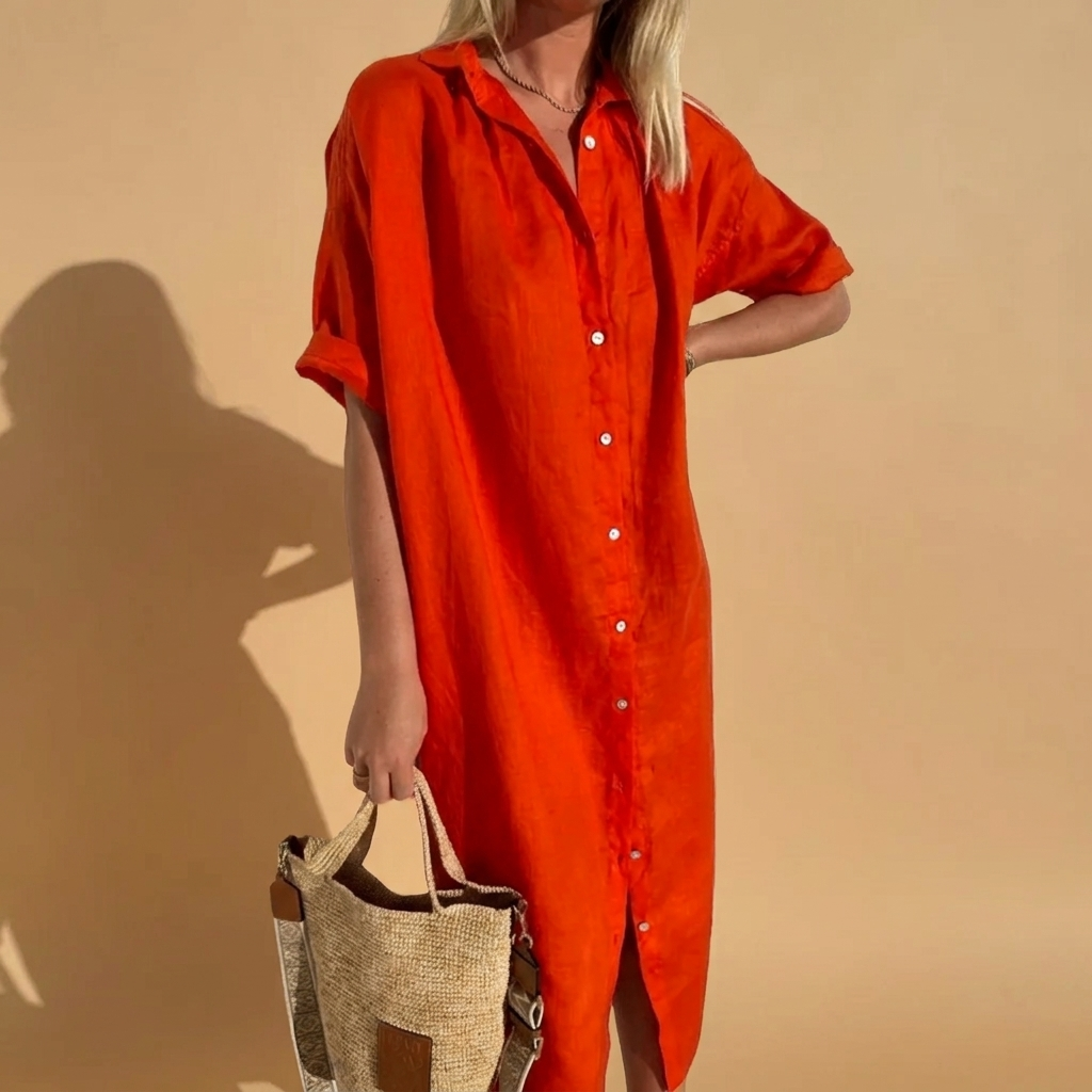 Hemdblusenkleid mit lockerer Passform und Button-Down-Muster