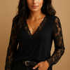 Yinthe Kantenbluse mit V-Ausschnitt für Damen
